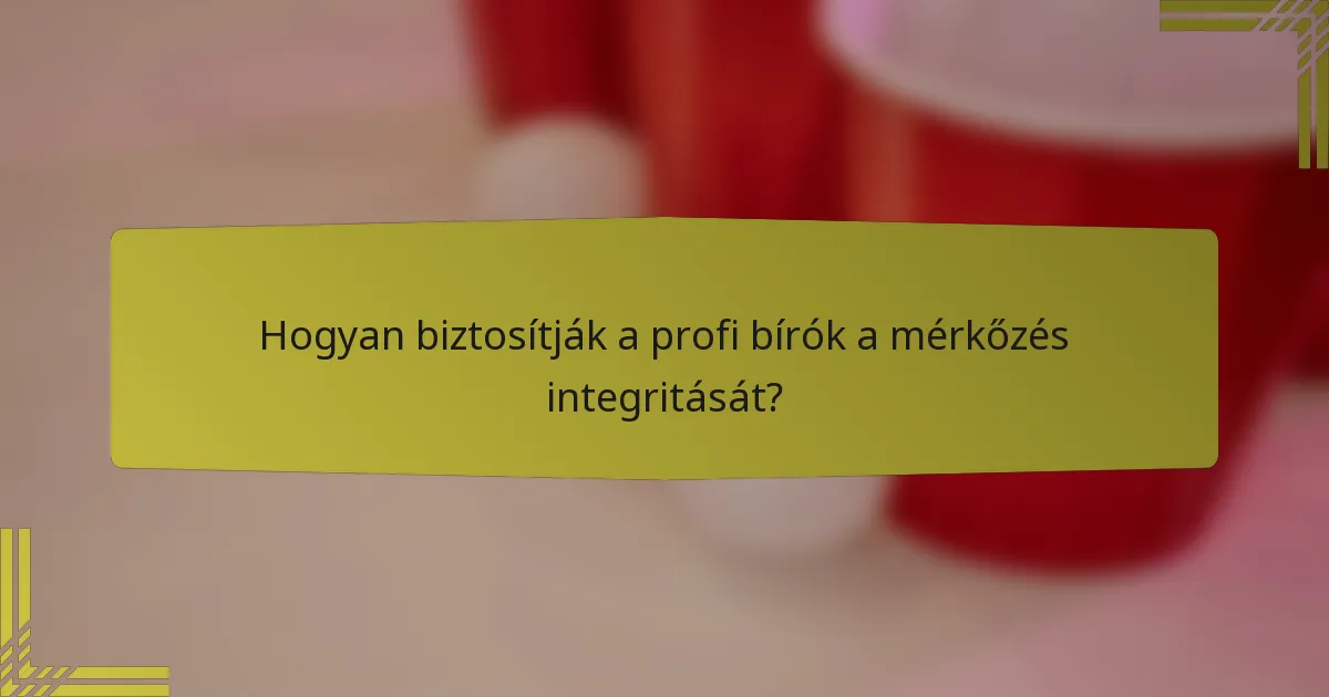 Hogyan biztosítják a profi bírók a mérkőzés integritását?