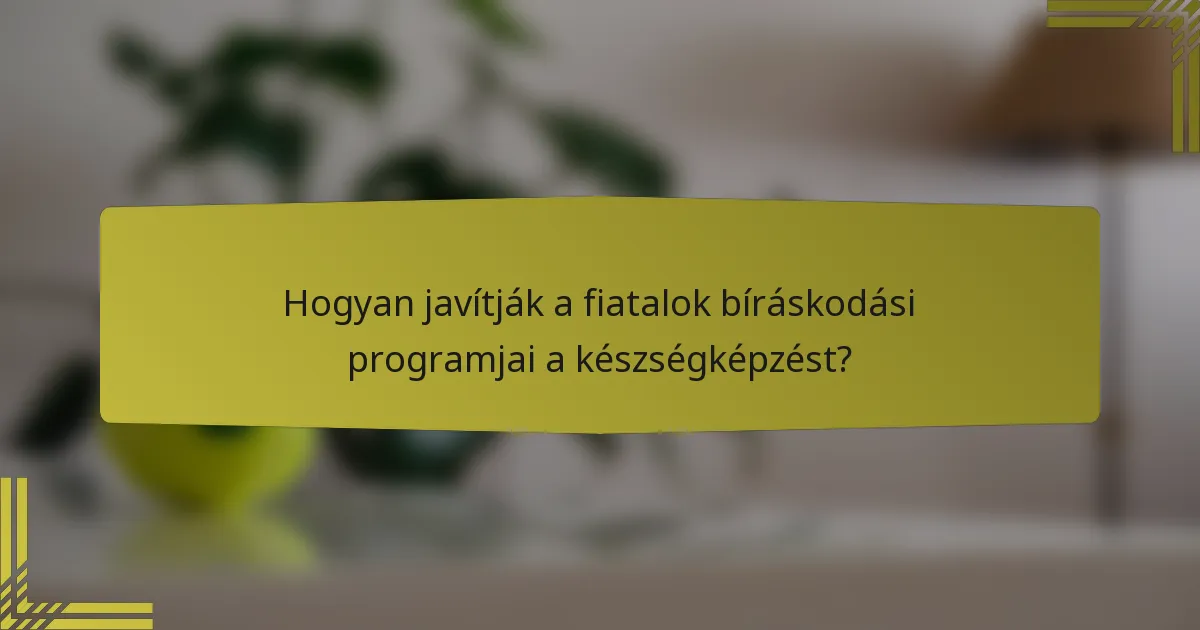 Hogyan javítják a fiatalok bíráskodási programjai a készségképzést?