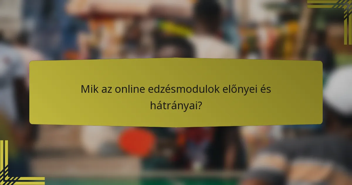 Mik az online edzésmodulok előnyei és hátrányai?